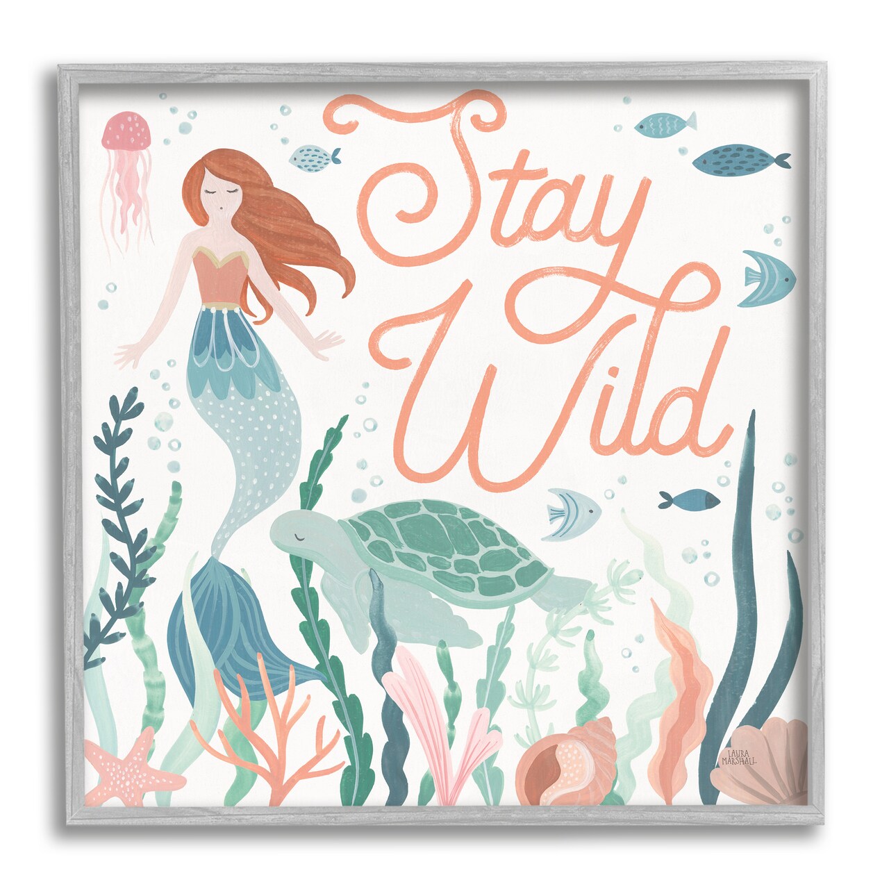 Stupell Industries Stay Wild Seafloor Mermaid Framed Giclee Art
